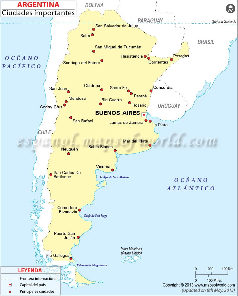 Mapa de Ciudades de Argentina