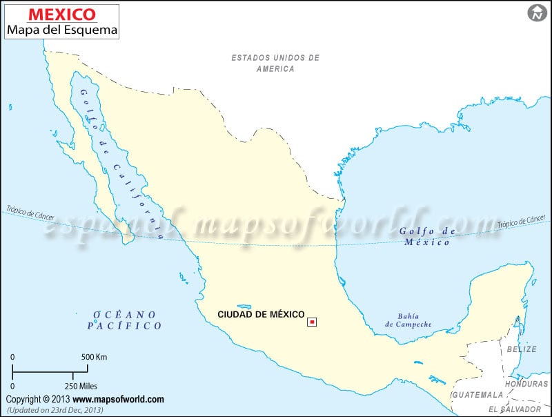 Mapa de Mexico en Blanco