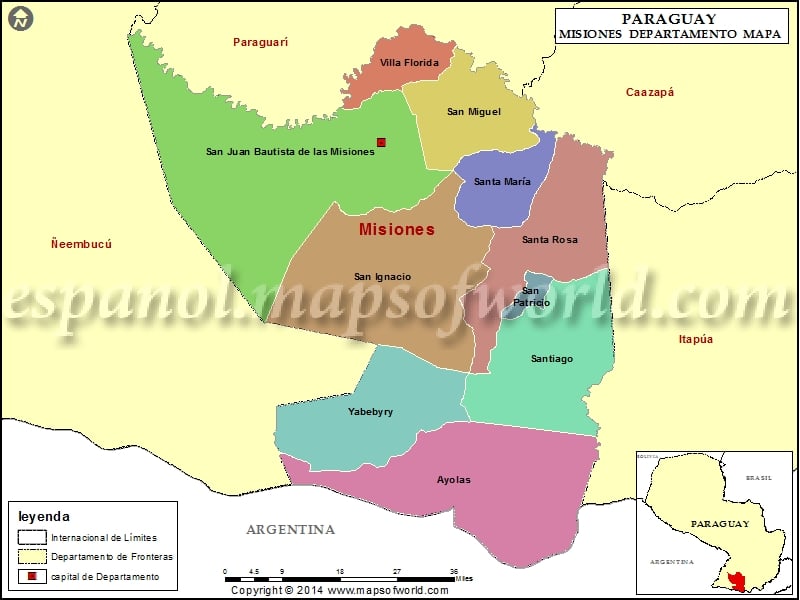 Mapa de Misiones Paraguay