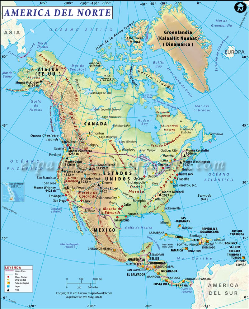 Mapa de Norte America