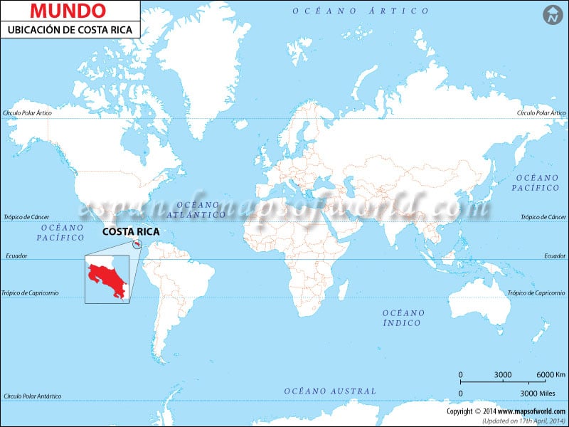Mapa de Ubicación de Costa Rica