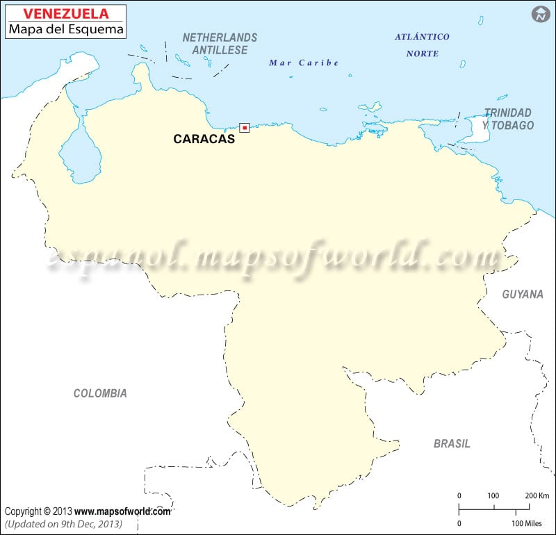 Mapa de Venezuela en Blanco