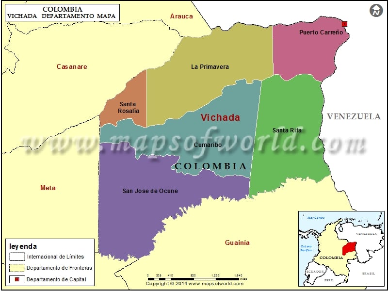 Mapa de Vichada Colombia