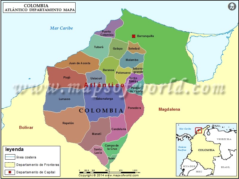 Mapa del Atlantico Colombia
