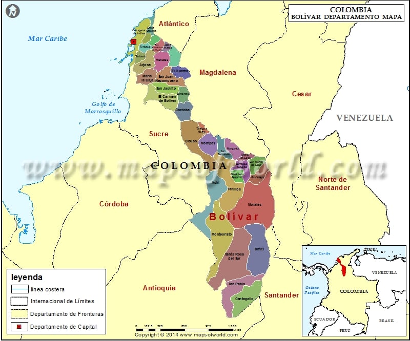 Mapa del Departamento de Bolivar