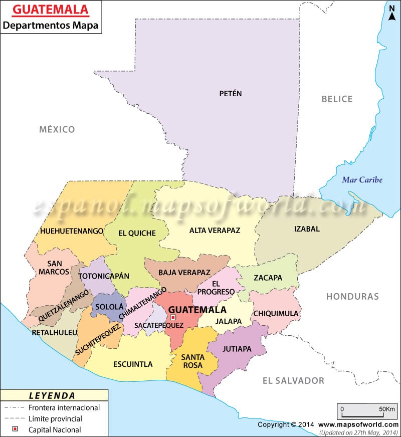 Mapa del Departamentos de Guatemala
