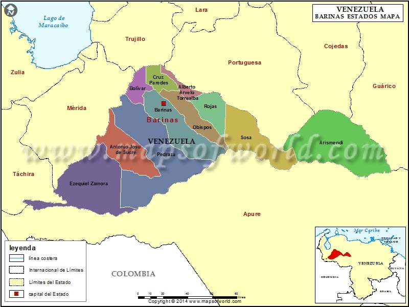Mapa del Estado Barinas