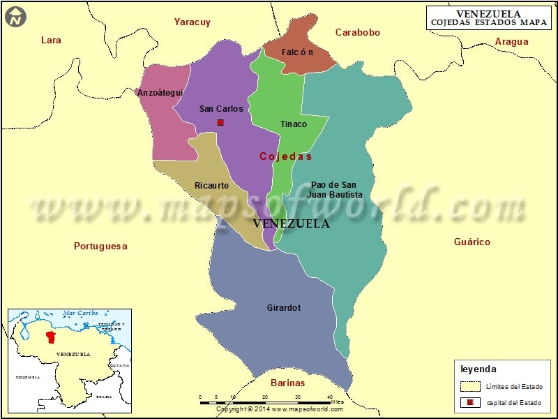 Mapa del Estado Cojedes