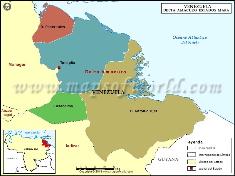 Mapa del Estado Delta Amacuro