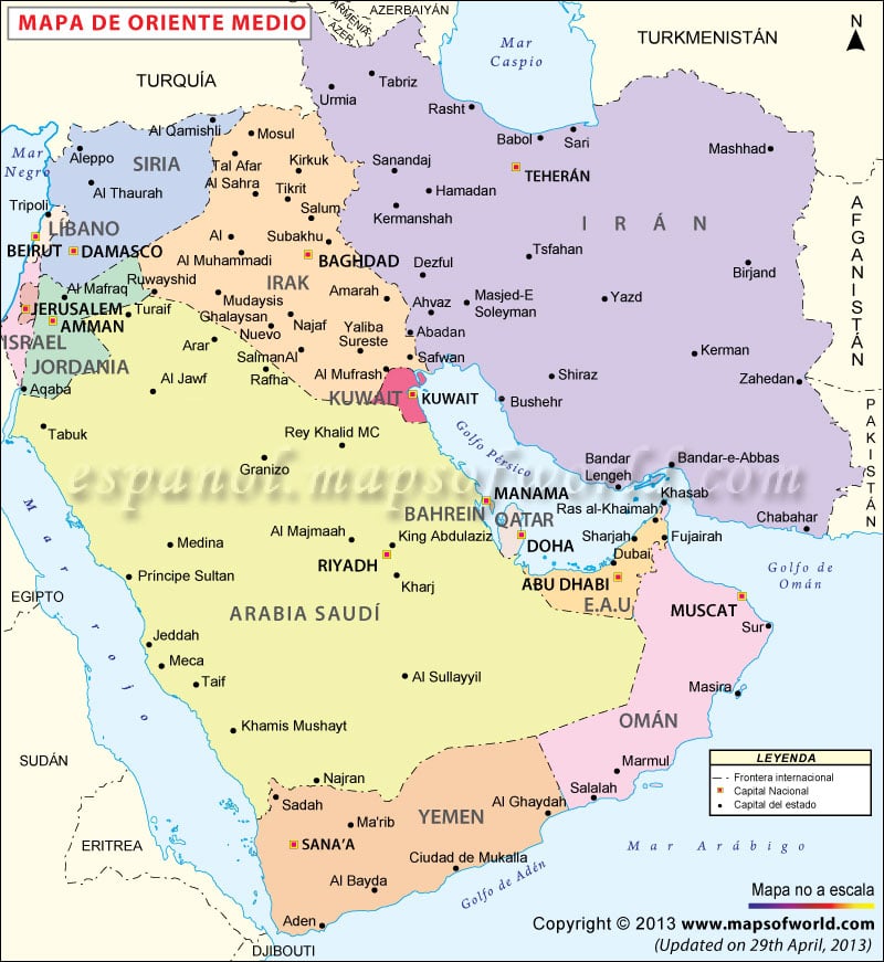 Mapa del Oriente Medio