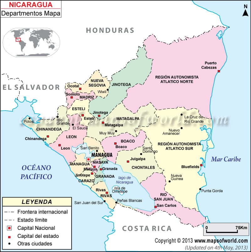 Mapa Departamentos de Nicaragua