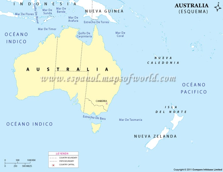 Mapa en Blanco de Australia