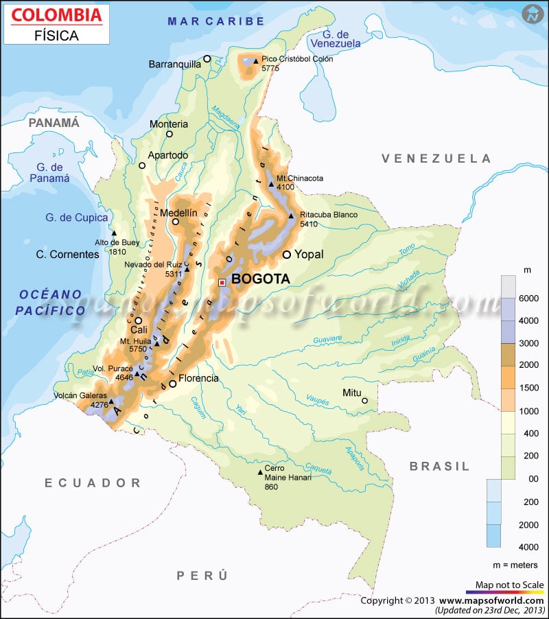 Mapa Fisico de Colombia