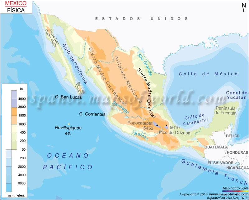 Mapa Fisico de Mexico