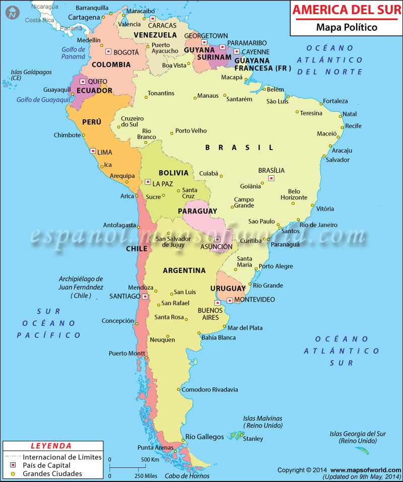 Mapa Politico de America del Sur | Mapa Politico America del Sur