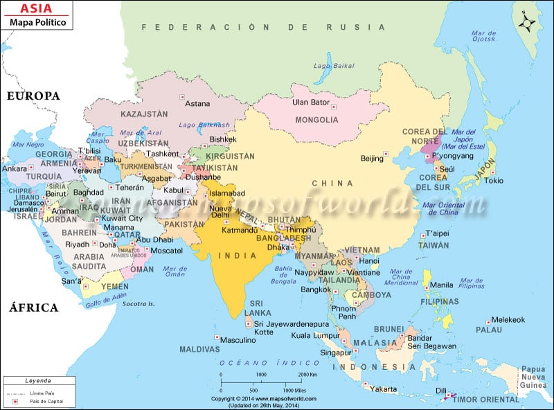 Mapa Politico de Asia | Mapa Asiatico