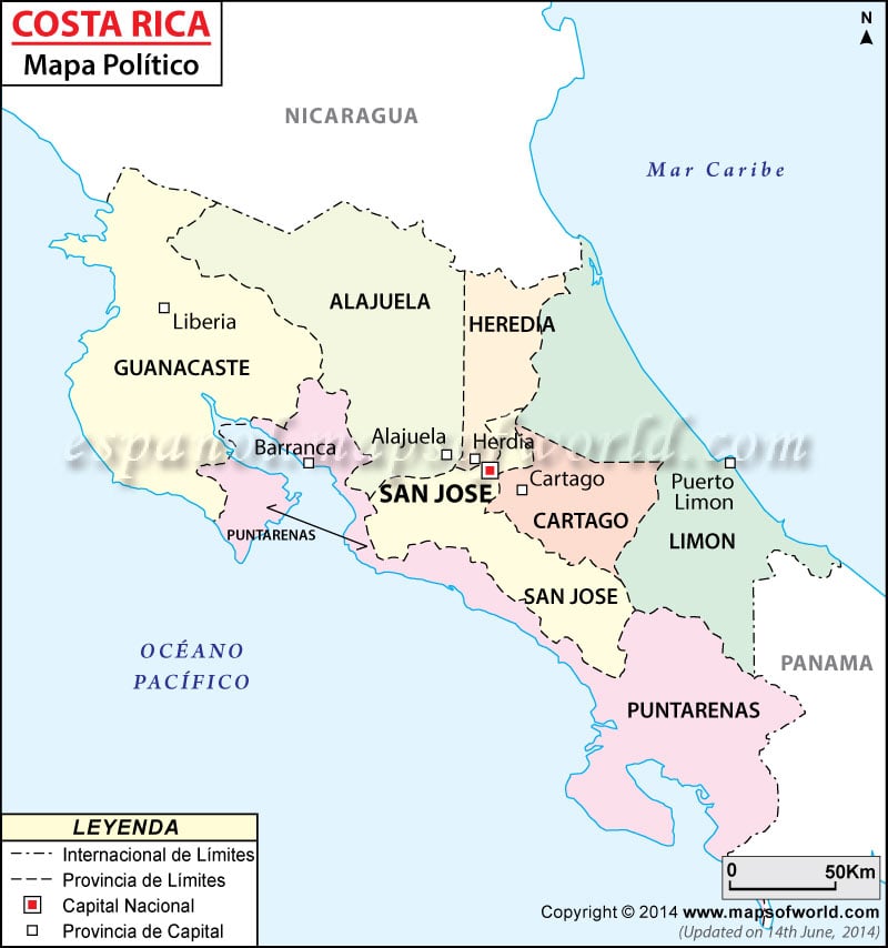 Mapa Politico de Costa Rica