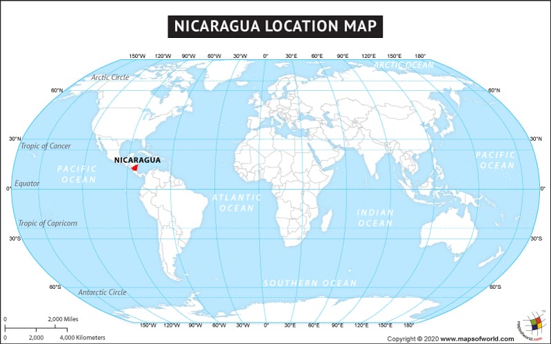 Mapa de Ubicación de Nicaragua