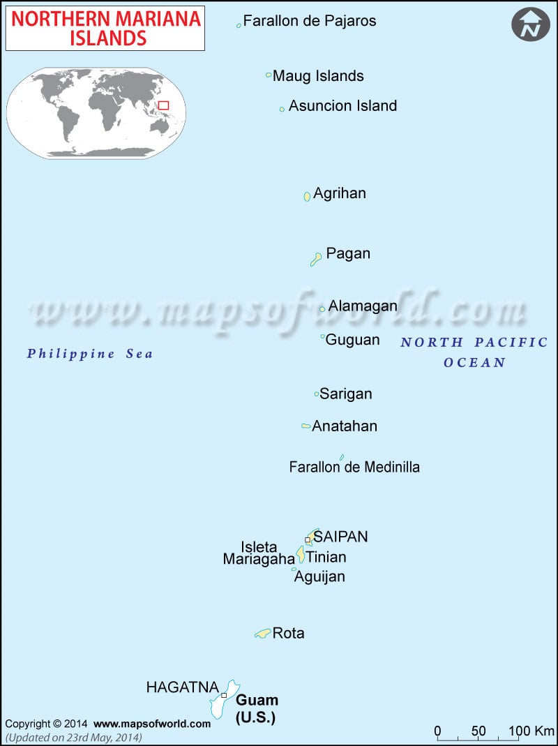 Mapa de Islas Marianas del norte