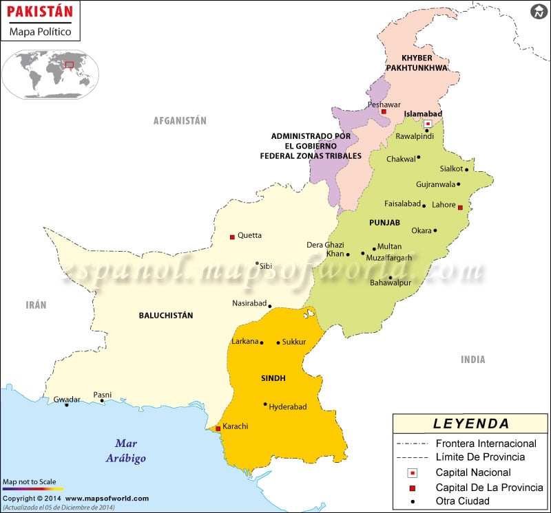 Mapa político de Pakistán