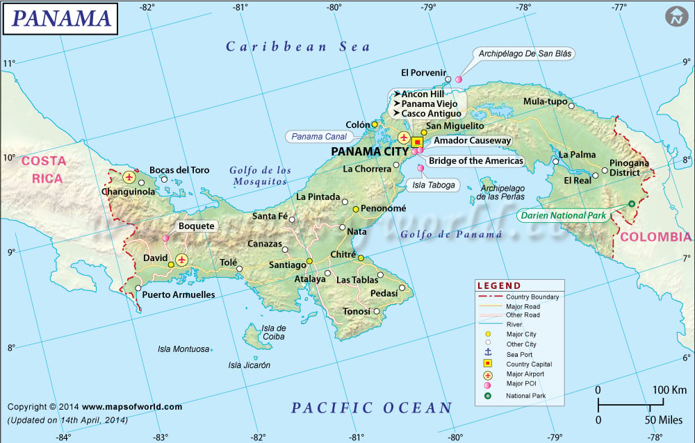 Contorno del Mapa de Panamá