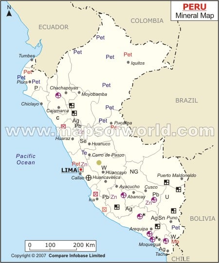 Mapa de Minerales de Perú
