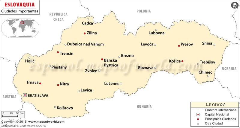 Eslovaquia Ciudades Mapa