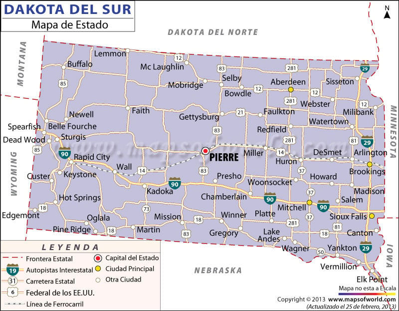 Mapa de Dakota del Sur