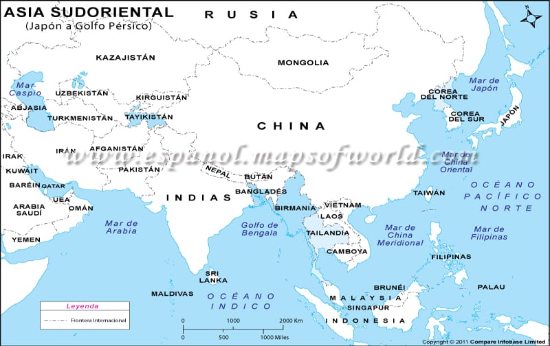 Mapa del Sureste de Asia