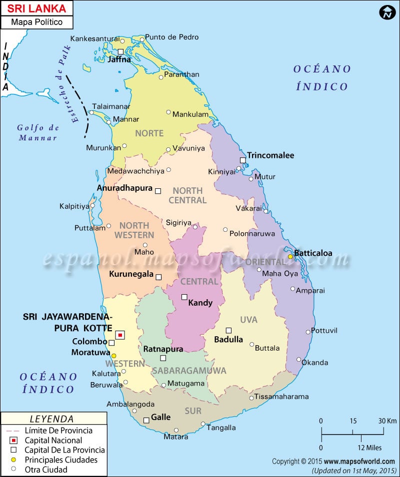 Sri Lanka Mapa Político