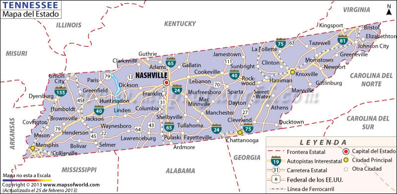 Mapa de Tennessee