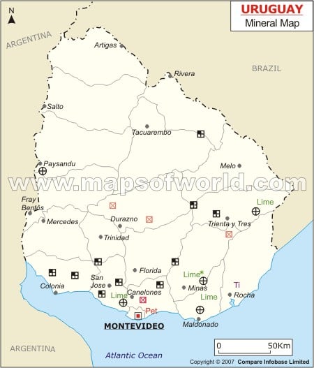 Mapa de Minerales de Uruguay