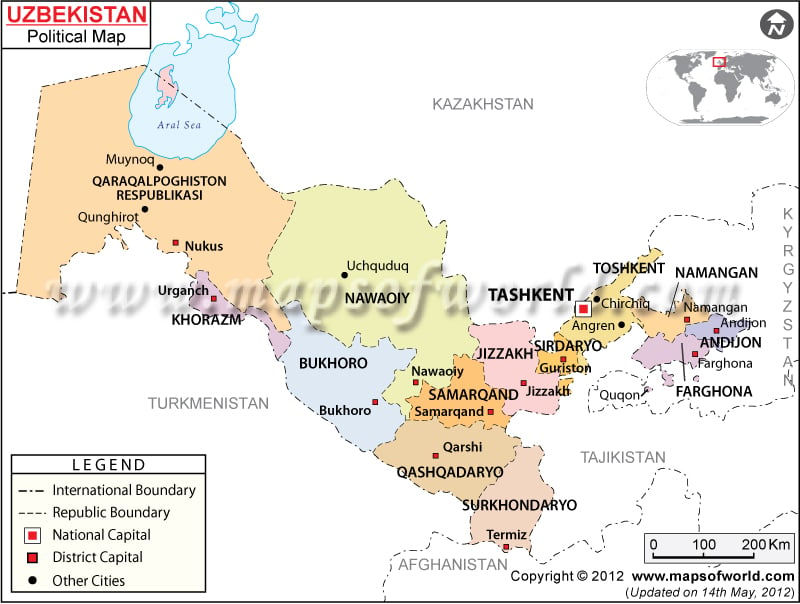 Mapa Político de Uzbekistán