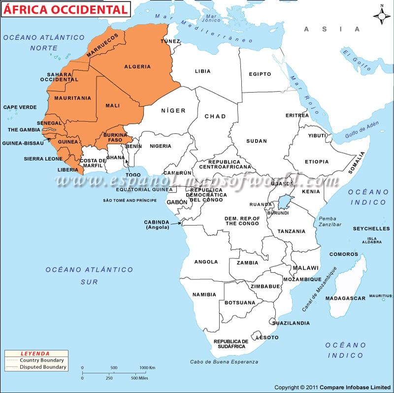 Mapa Político de África Occidental