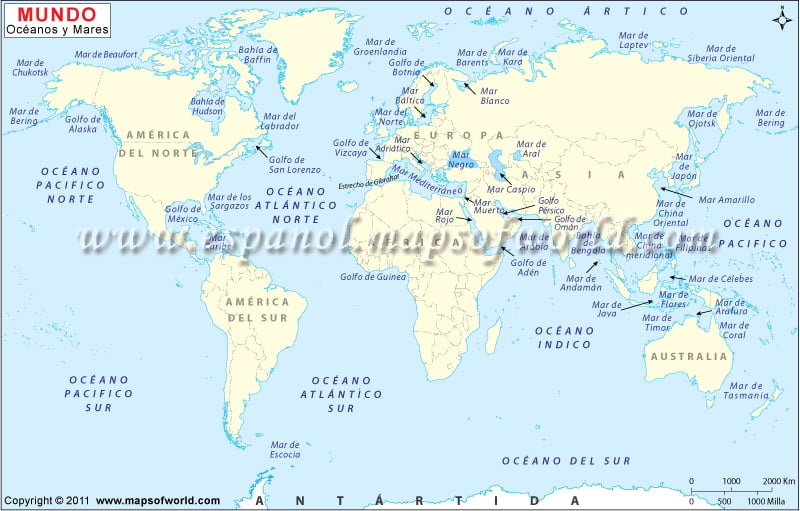 Mapa de Mundo Marino | Oceanos del Mundo