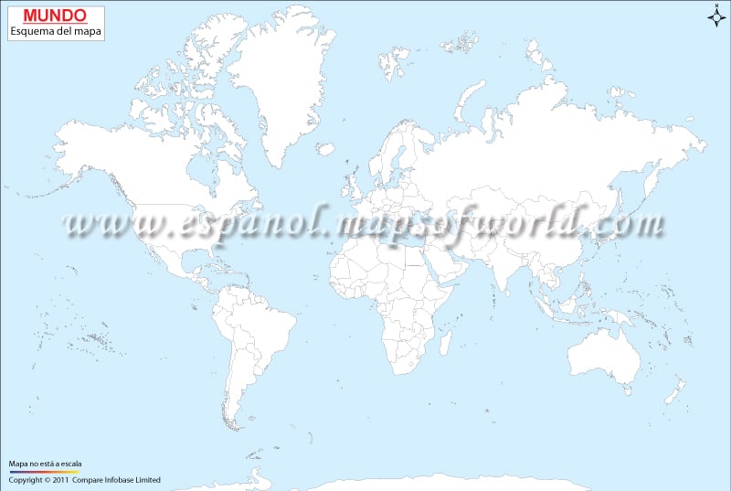 Contorno del Mapa del Mundo