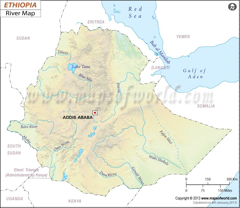 Ethiopian Rivers Map