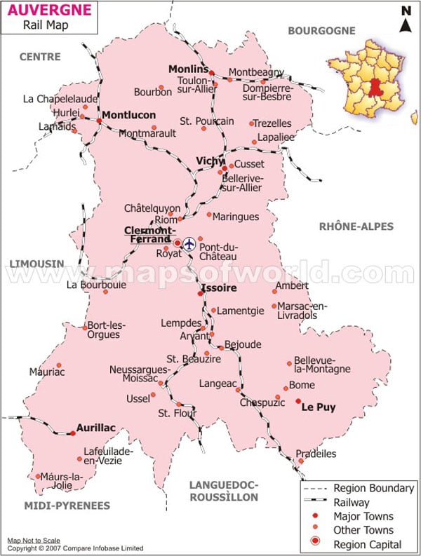 Auvergne Railway Map