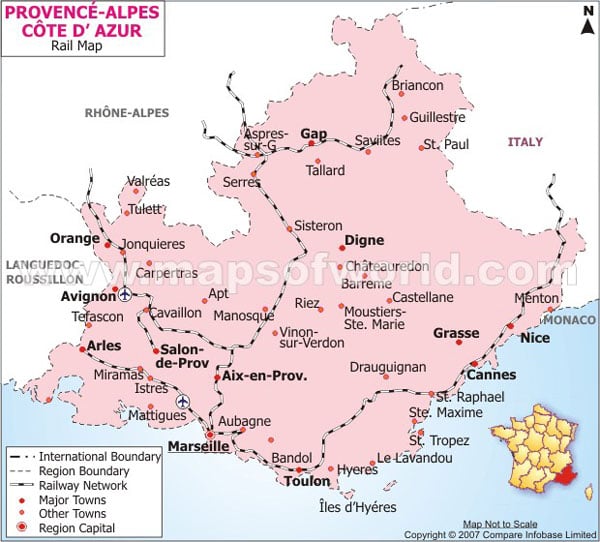 Provence-Alpes-Cote d'Azur Railway Map