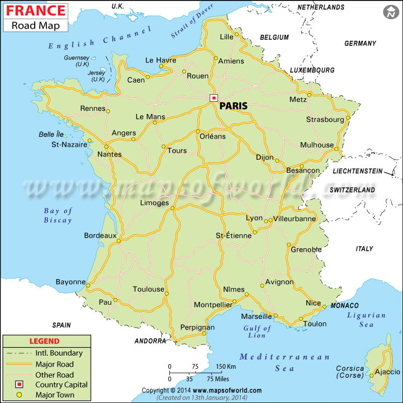 Road Map of France