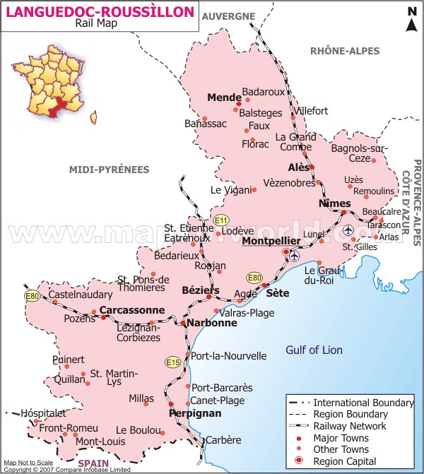 Languedoc-Roussillon Railway Map
