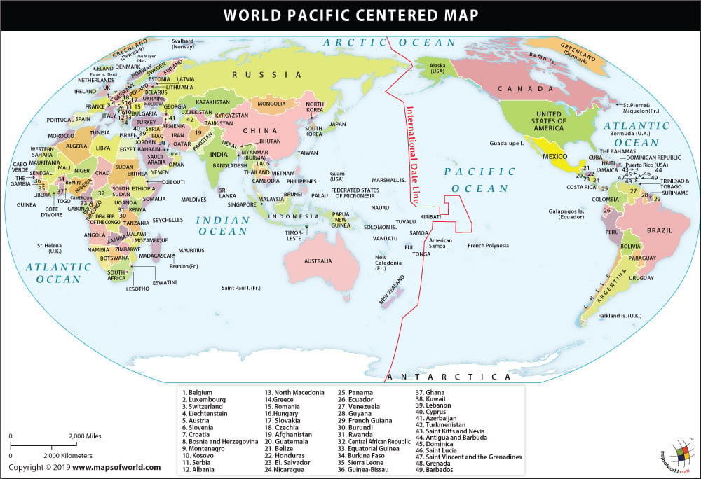 World Map Pacific Ocean