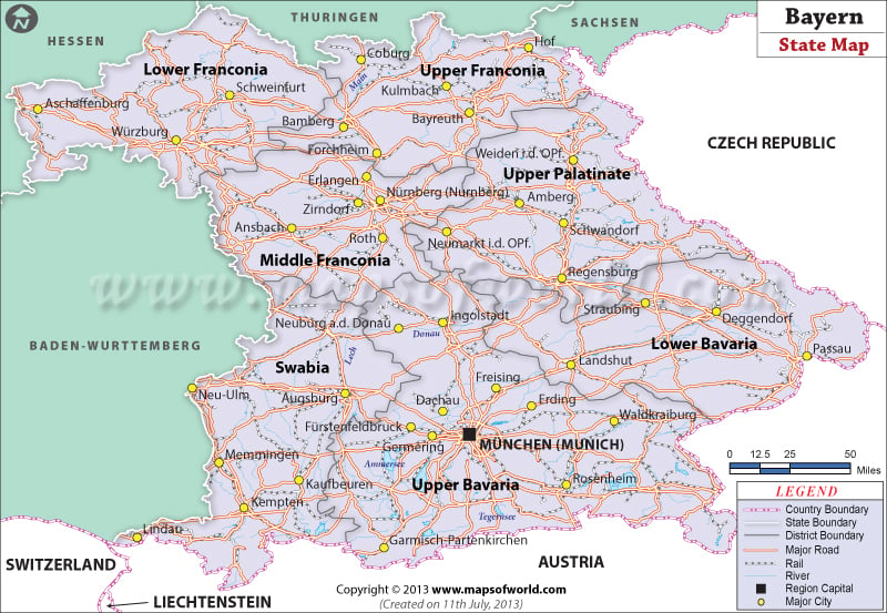 Bavaria (Bayern) Map