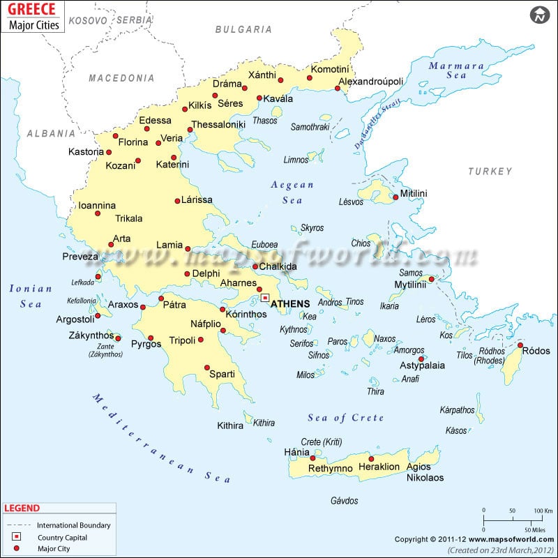 Greece Cities Map