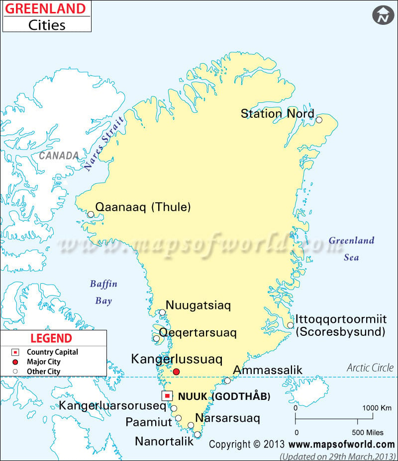 Greenland Cities Map