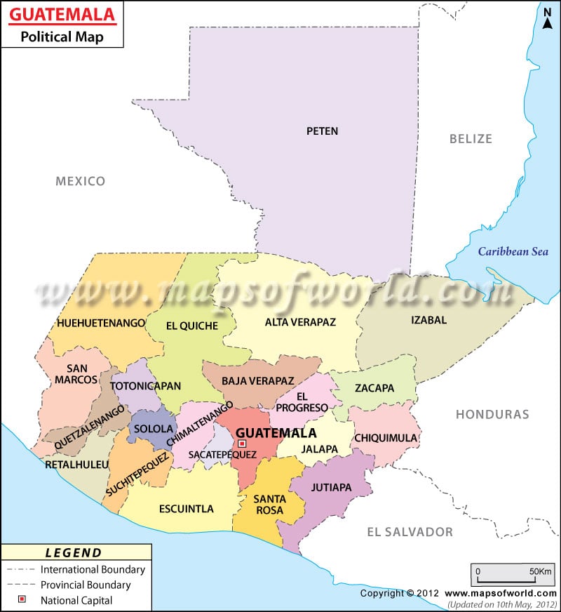 Guatemala Mapa Politico | Political Map of Guatemala.