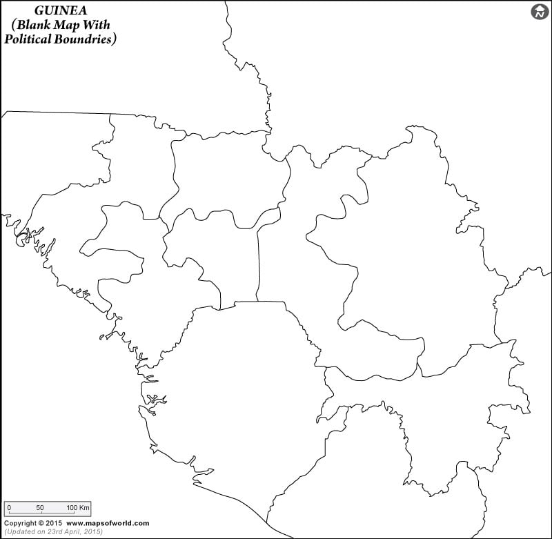 Guinea Blank Map With Poltical Boundries