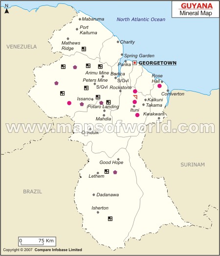 Map Of Guyana Showing Natural Resources - Beulah Sallyann