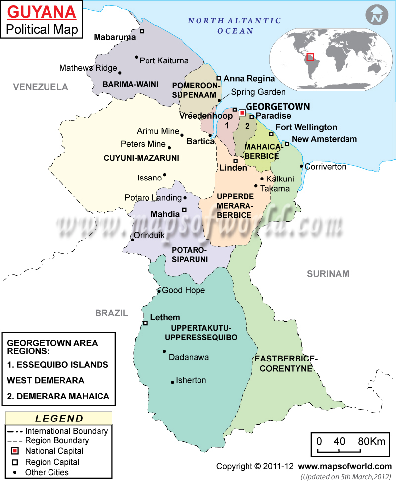 Map Of Guyana Showing Natural Regions And Resources Guyana South America Map – Mapsofworld.com