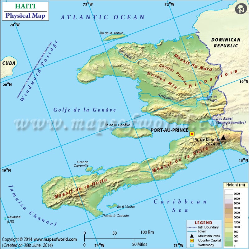 Physical Map of Haiti